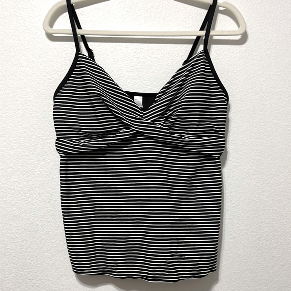 Tropical Escape Black and White Tankini Size 14 EUC